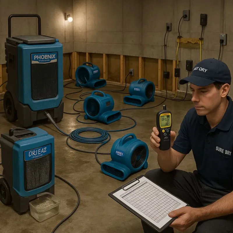 Structural Drying and Dehumidification process in Kenosha County, WI